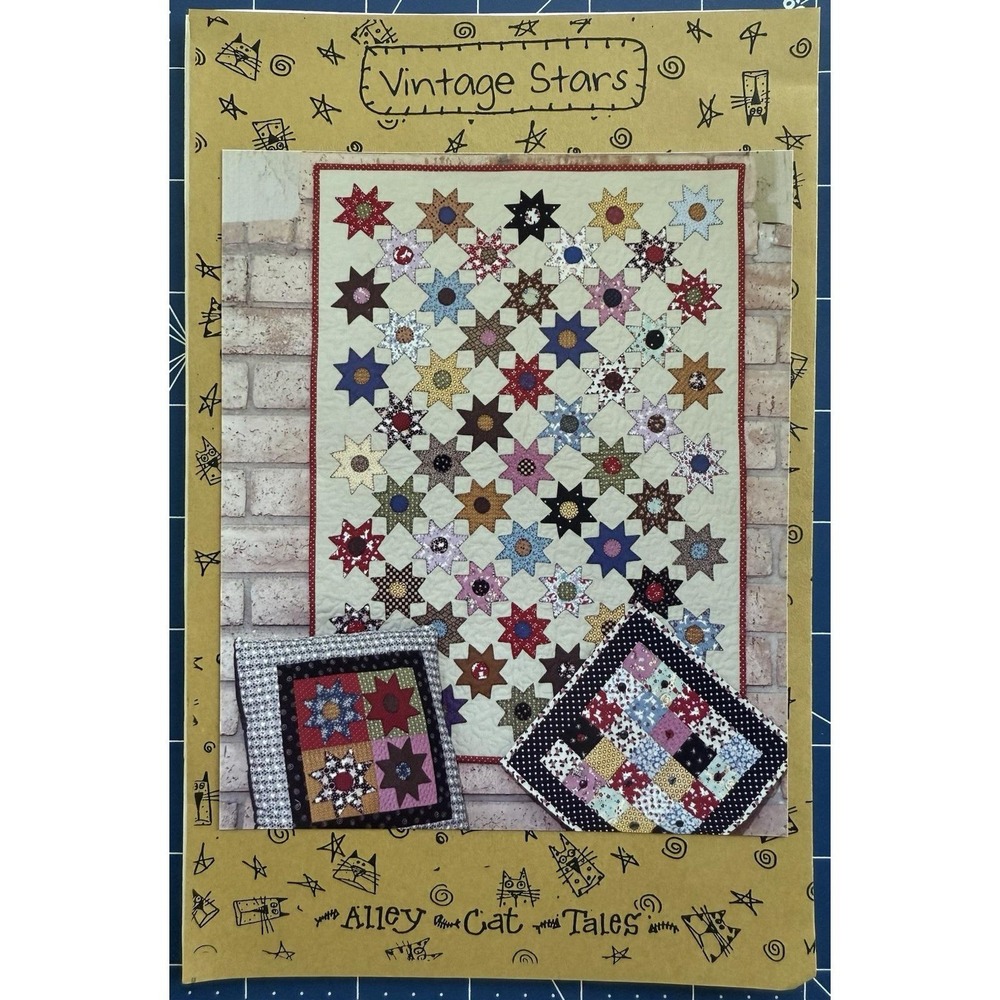 Vintage Stars Quilt, Pillow & Mini Quilt Pattern By Alley Cat Tales